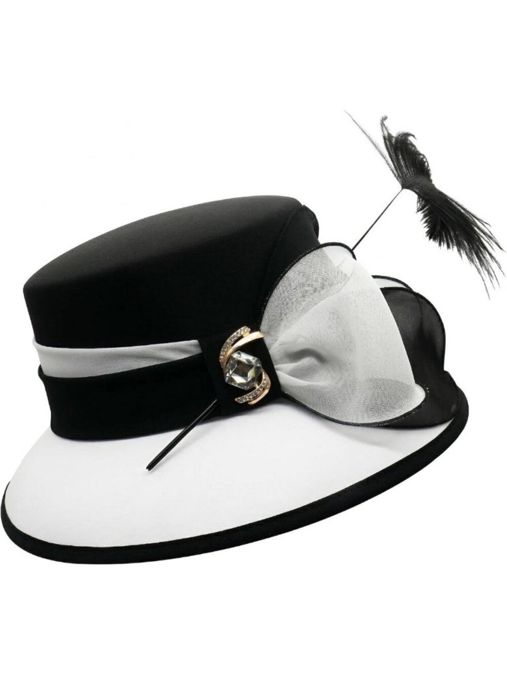 Elegant Women's Church Derby Hat - Vintage 1920s Formal Dress Hat with Feather